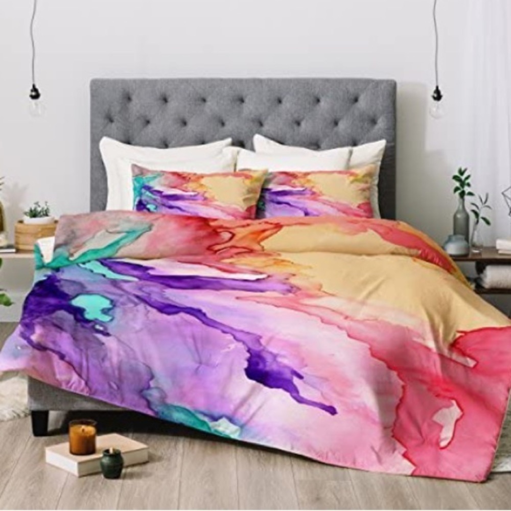 //New Abstract Duvet Set Charming Flowers Ombre Art Print - Picture 13 of 16